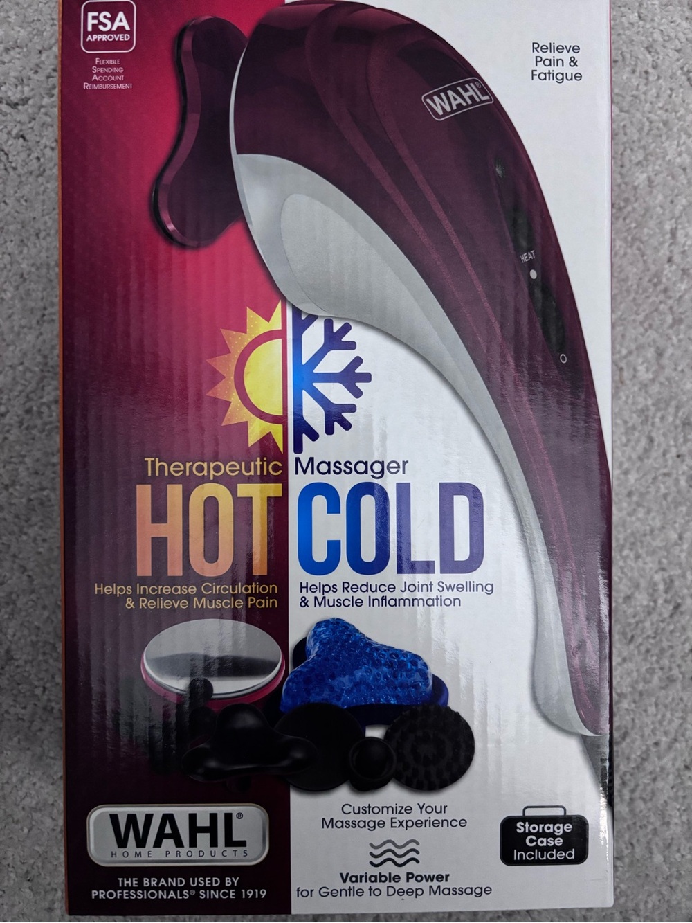 Wahl Hot Cold Therapeutic Massager - Burgundy and White